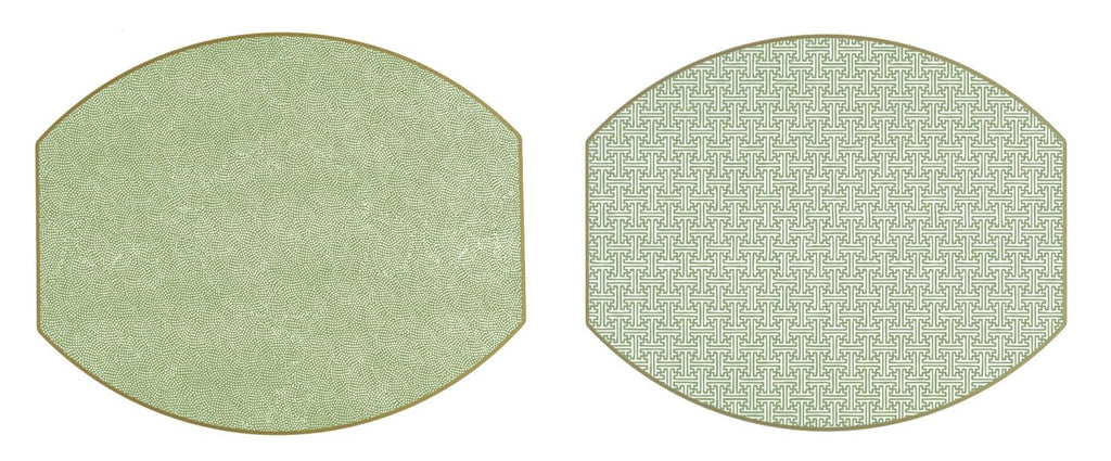 2-Sided Ellipse Sayagata Placemat - Saxon Green