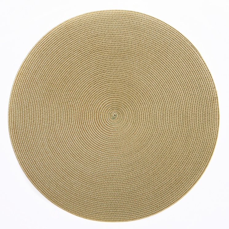 15" Round 2-Tone Braided Placemat - Gold/Moss