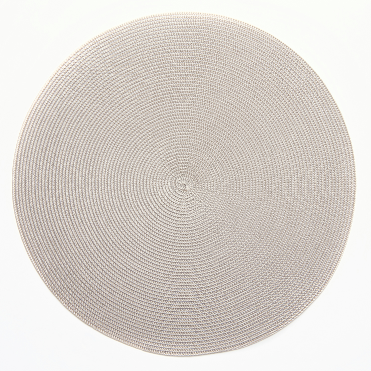 15" Round 2-Tone Braided Placemat - Silver/Sand