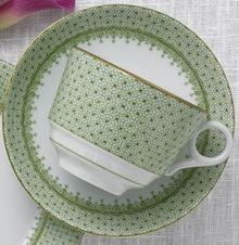 Apple Green Lace Teacup/Saucer