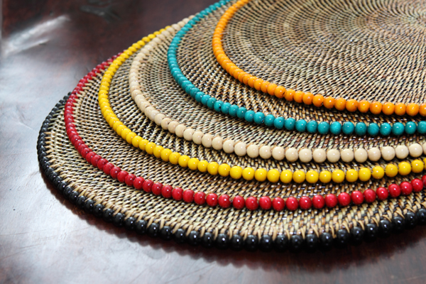 Beaded Round Placemat- Yellow