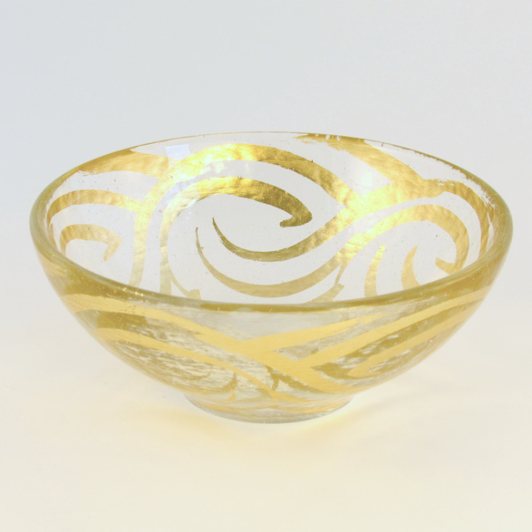 Bubble Glass Bowl - Gold Swirl