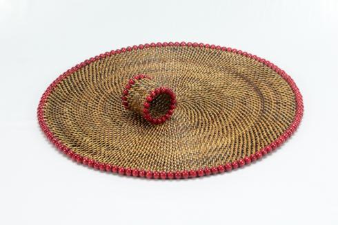 Beaded Round Placemat- Red