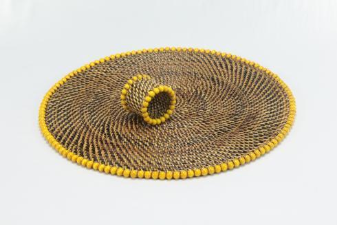 Beaded Round Placemat- Yellow