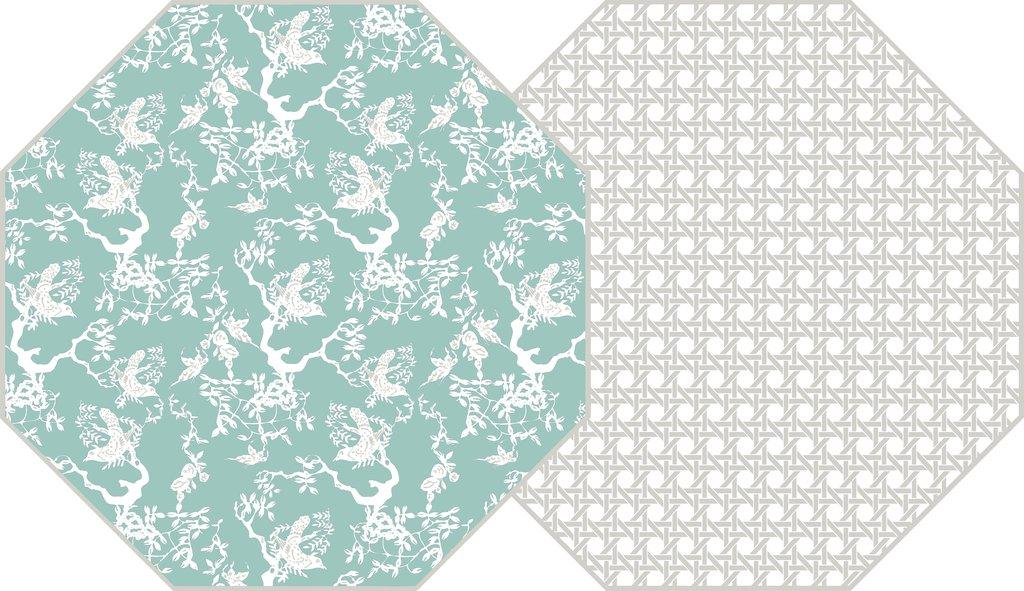 Chinoise Octagonal Placemat - Sea/Gray