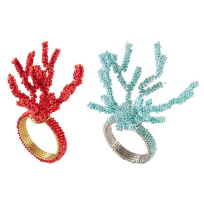 Coral Beaded Napkin Ring