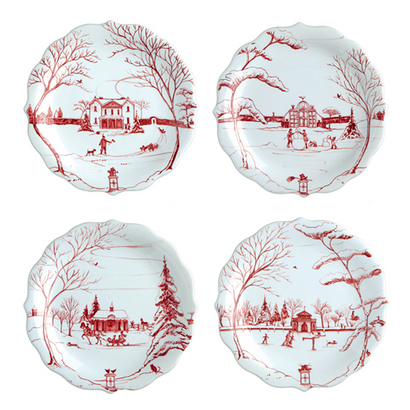 Country Estate Party Plates Set of 4 - Ruby