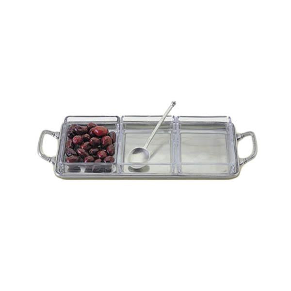 Crudite Triple Tray with Handles