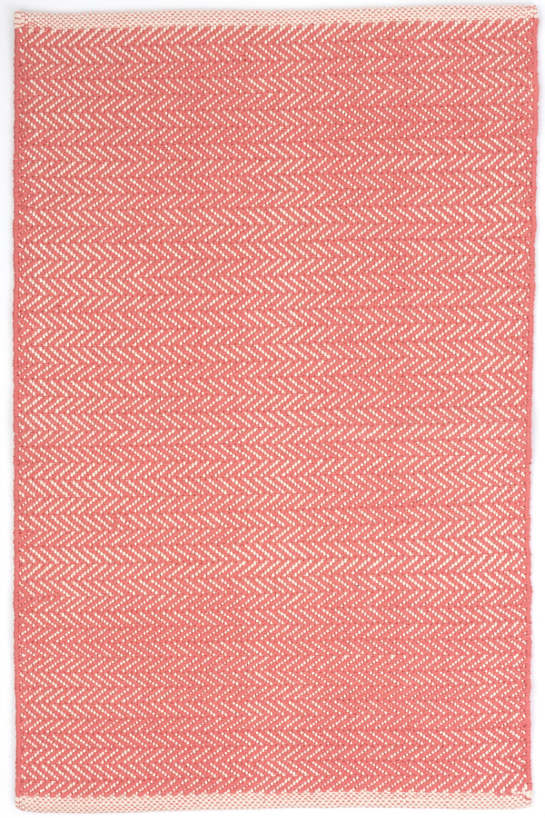 Herringbone Coral Cotton Rug - 2x3'
