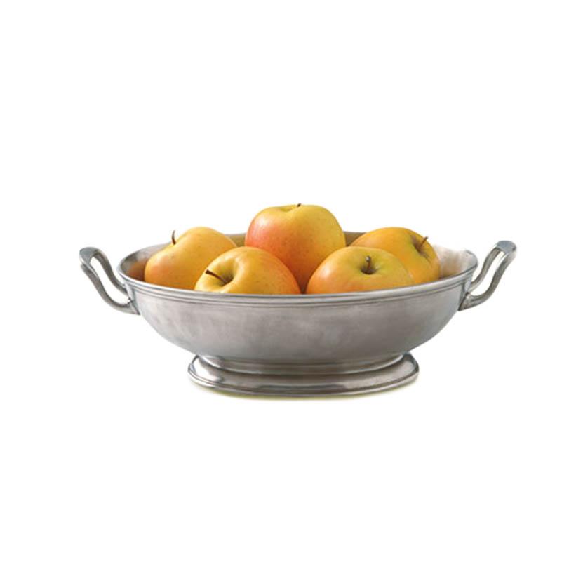 Footed Pewter Bowl with Handles