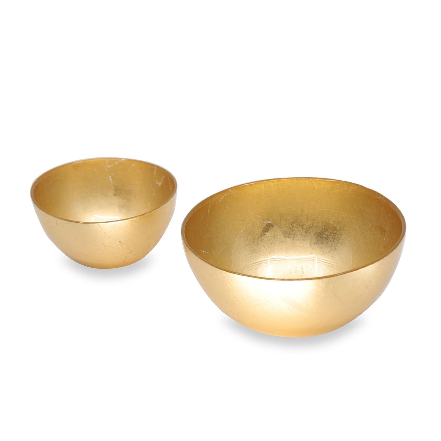 Glass Gold Foil Round Bowl Set - Small