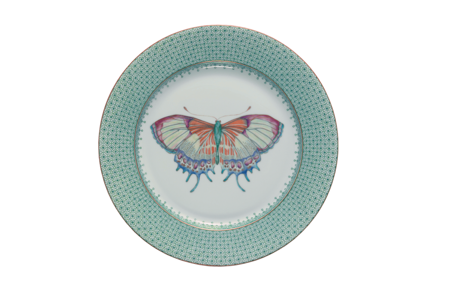 Green Lace Butterfly Dessert Plate