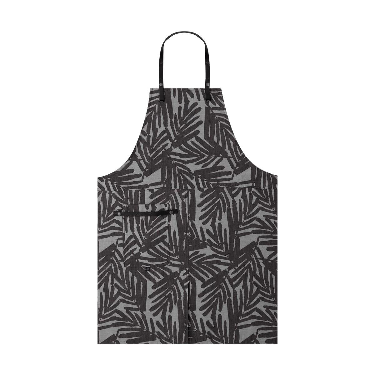 Grey Apron with Leather Detailing