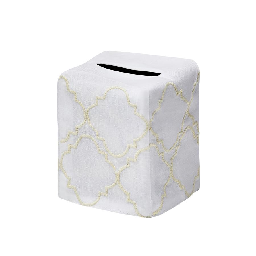 Quatrefoil Tissue Box Cover - Cream/White