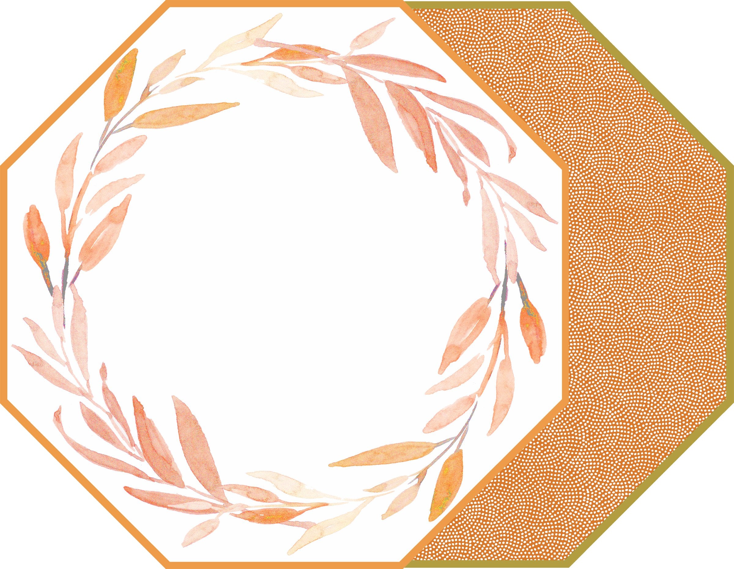 2-Sided Wreath Octagonal Placemat - Paprika