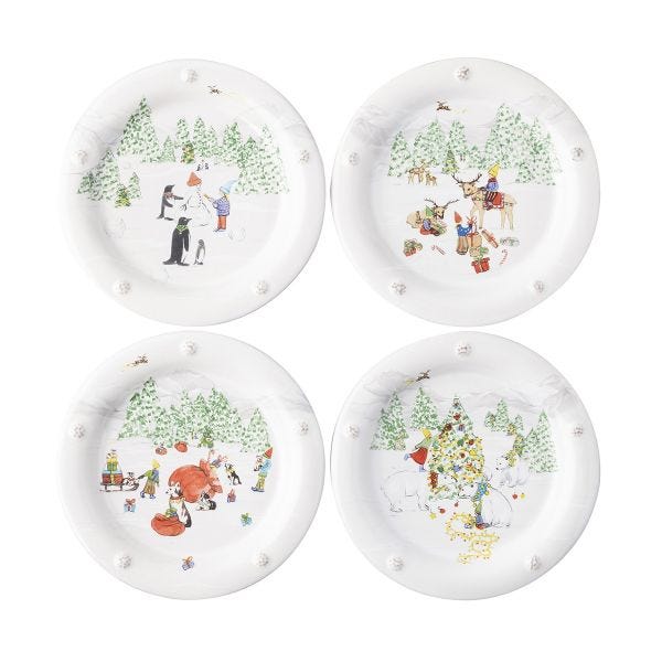 Set of 4 North Pole Cocktail Plates
