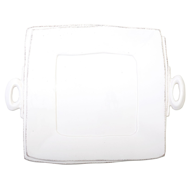 Lastra White Handled Square Platter