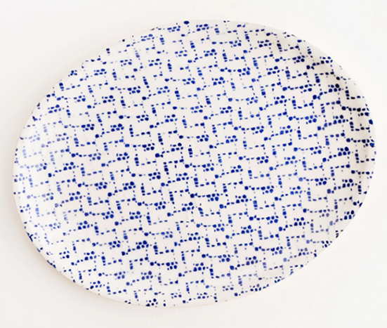 Medium Oval Serving Platter - Maze Cobalt