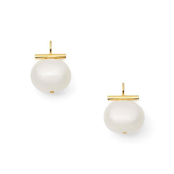Medium Pearl Pebble Earring - White