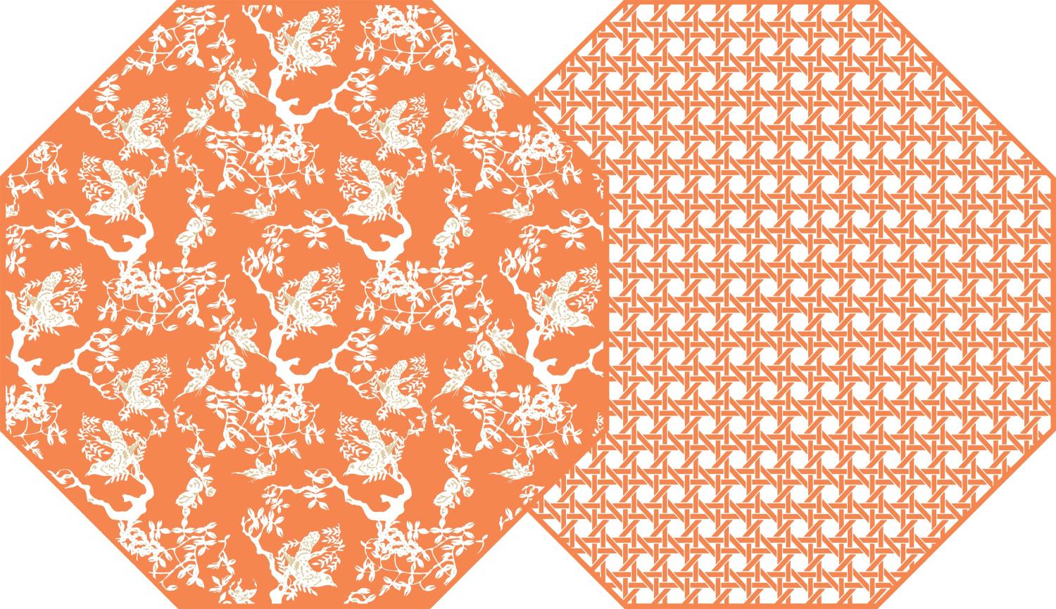 Octagonal 2-Sided Placemat - Chinois Tangerine
