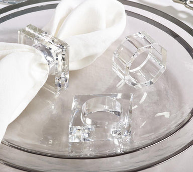 Southern Tribute Magnolia Napkin Rings - Set of 4 - clear acrylic