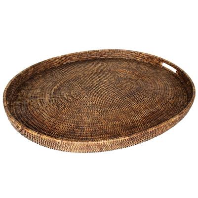 Oval Handled Tray - Antique Brown