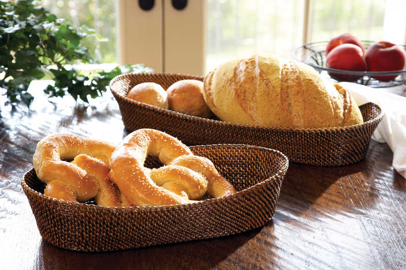 Oval Woven Bread Basket with Edging- Small