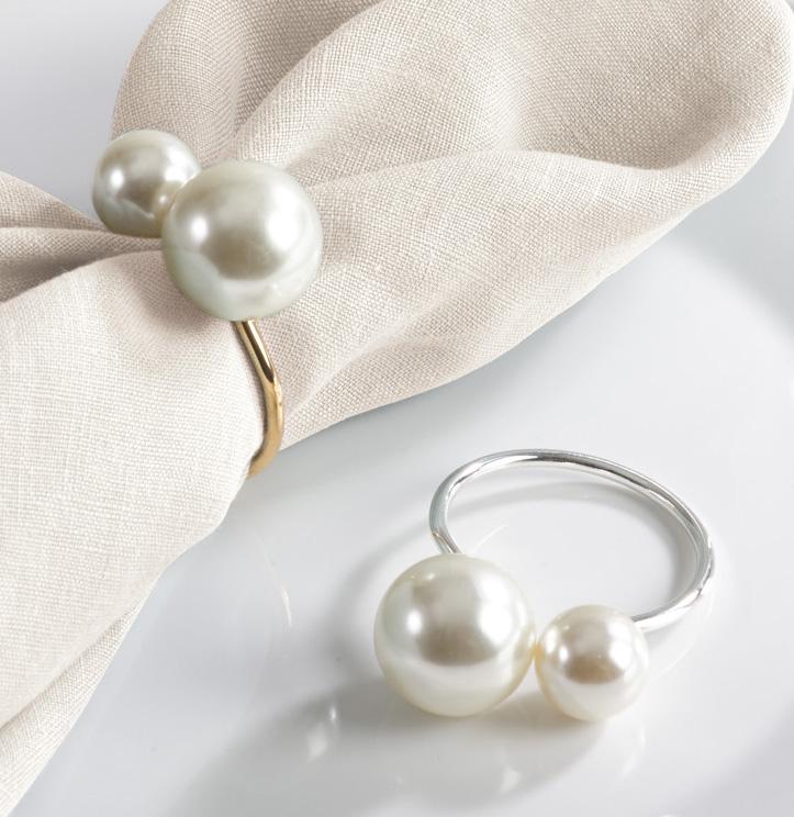 Pearl Drop Napkin Ring - Silver