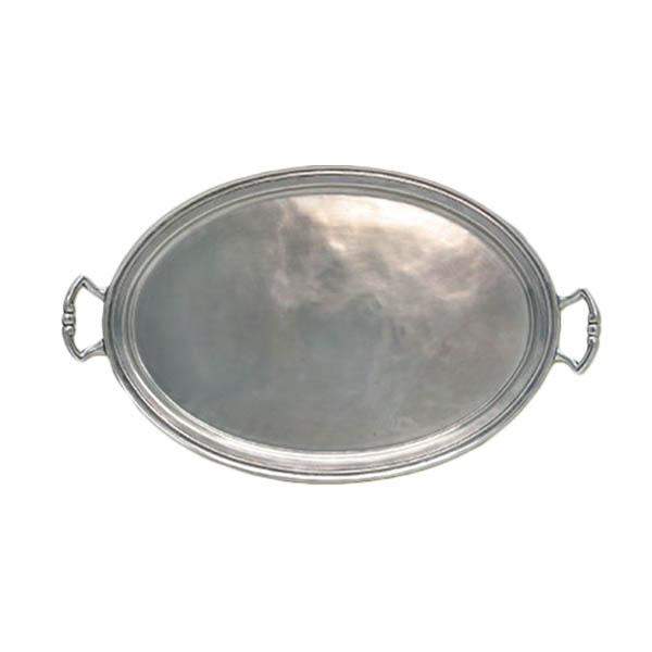 Pewter Oval Tray with Handles - 20.5"
