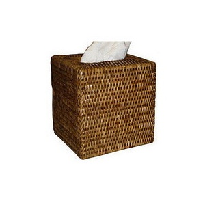 Rattan Woven Tissue Cover - Antique Brown