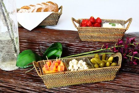 Rectangular Tray with 3 Glass Dishes