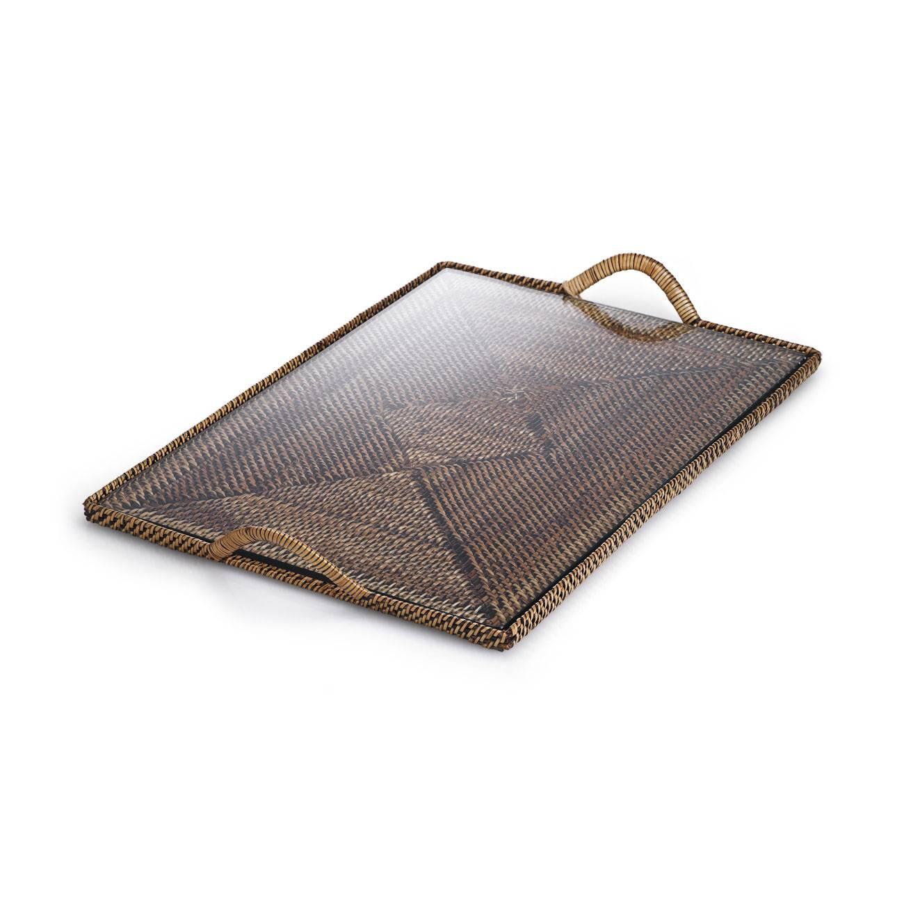 Rectangular Serving Tray with Glass Bottom - Small