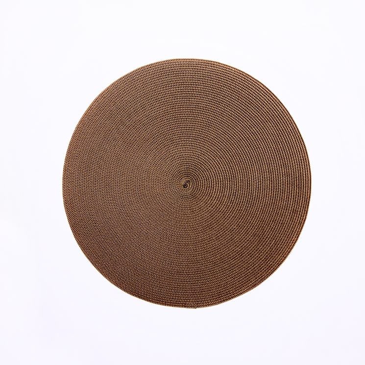 15" Round 2-Tone Braided Placemat - Gold/Brown