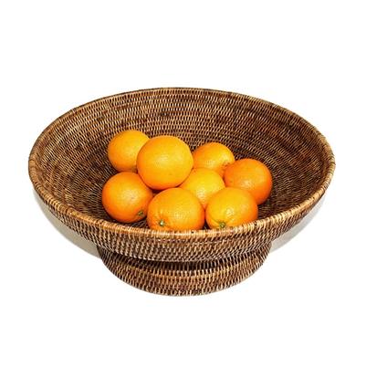 Round Pedestal Fruit Basket - Antique Brown