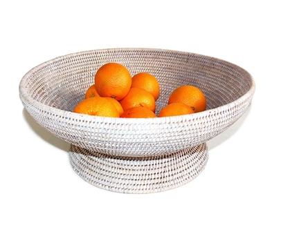 Round Pedestal Fruit Basket - Whitewash