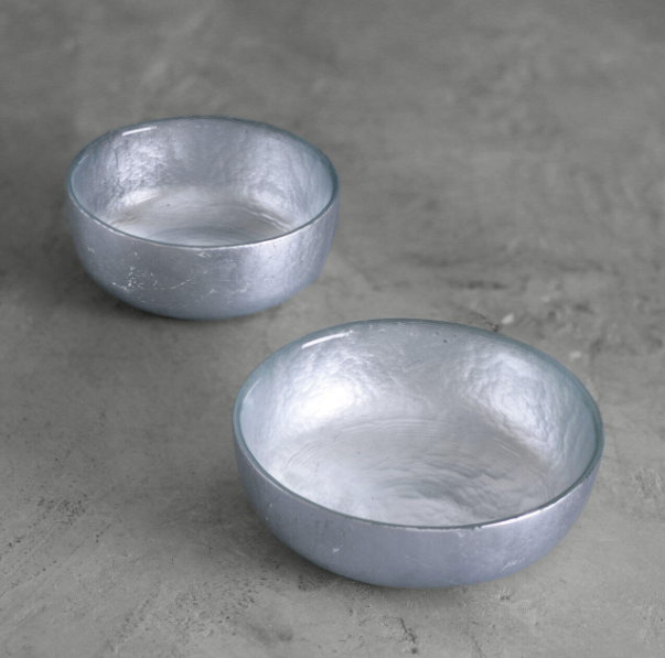 Glass Silver Foil Bowls - Set of 2