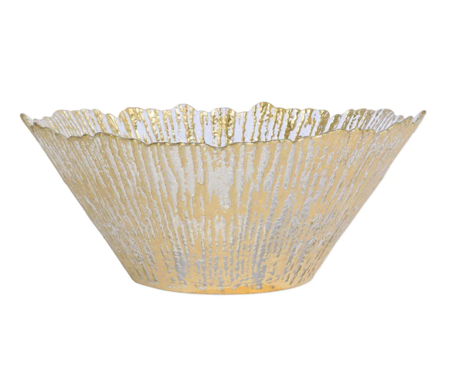 Rufolo Glass Gold Deep Large Serving Bowl