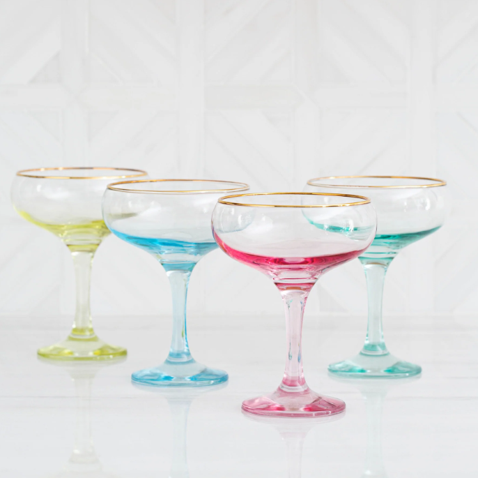 Rainbow Assorted Coupe Glass Set