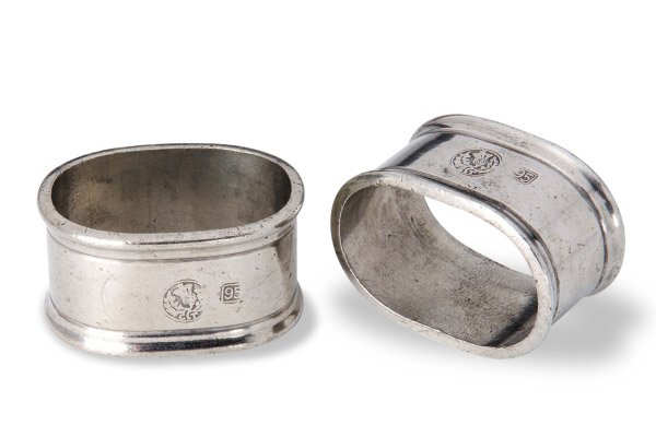 Set of 2 Oval Pewter Napkin Rings