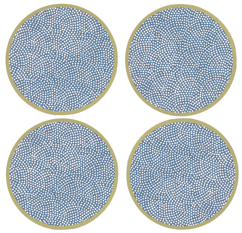 Set of 4 Dot Coasters - Chinese Blue
