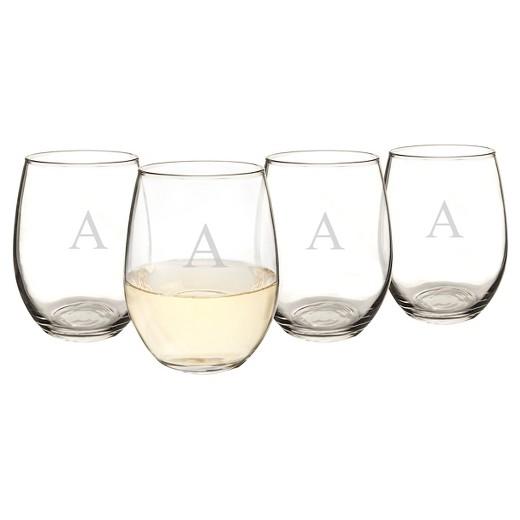 Set of 4 Monogram Stemless White Wine