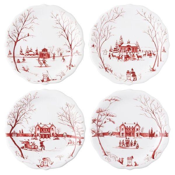 Set of 4 Mr & Mrs Claus Party Plates