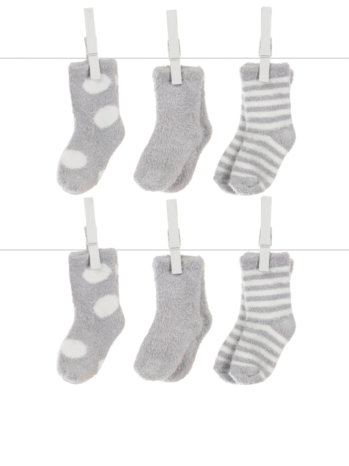 Set of 6 Baby Socks - Silver
