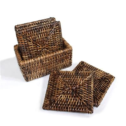 Set of 6 Square Coasters - Antique Brown