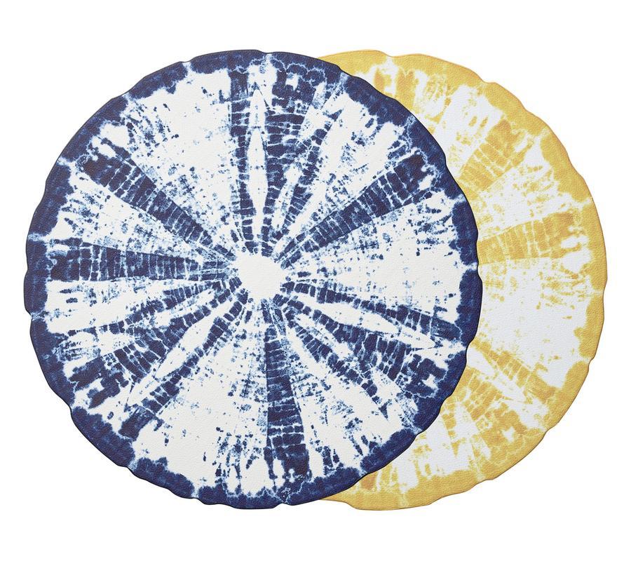 Shibori Reversible Placemat - Blue/Yellow