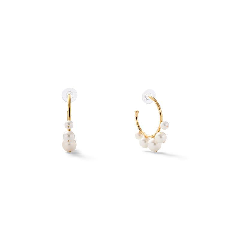 Small Pearl Swirl Earrings - Gold & White