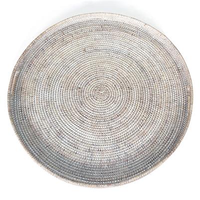 Small Round Tray with Handles - Whitewash