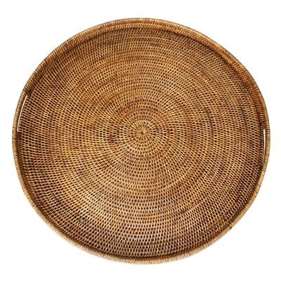 Small Woven Round Tray - Antique Brown