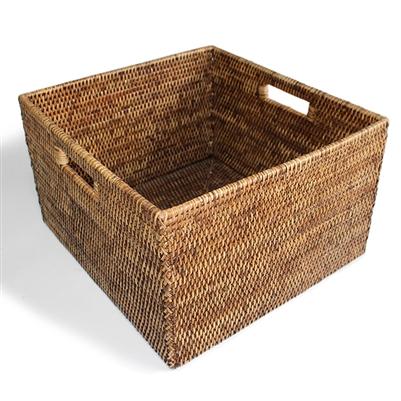 Square Basket w/ Handles - Antique Brown