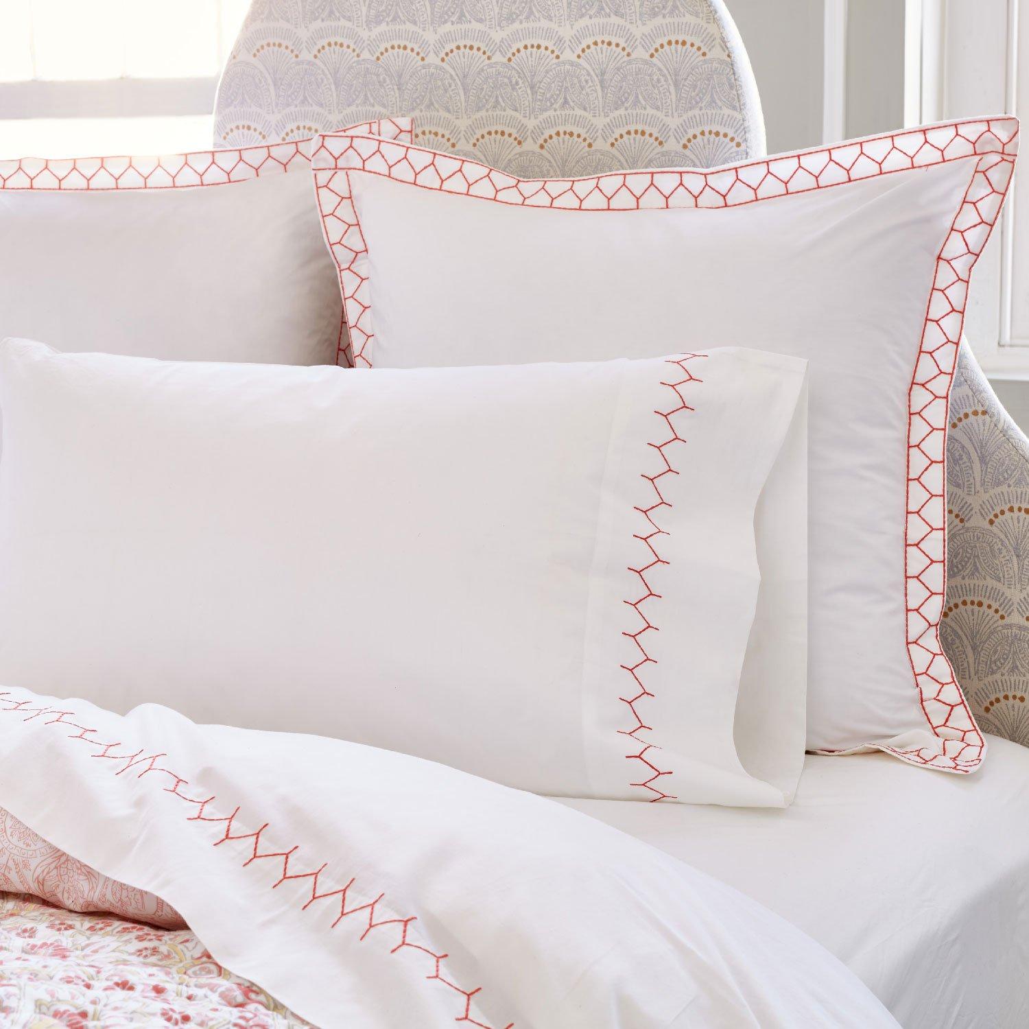 Stitched Queen Flat Sheet - Coral